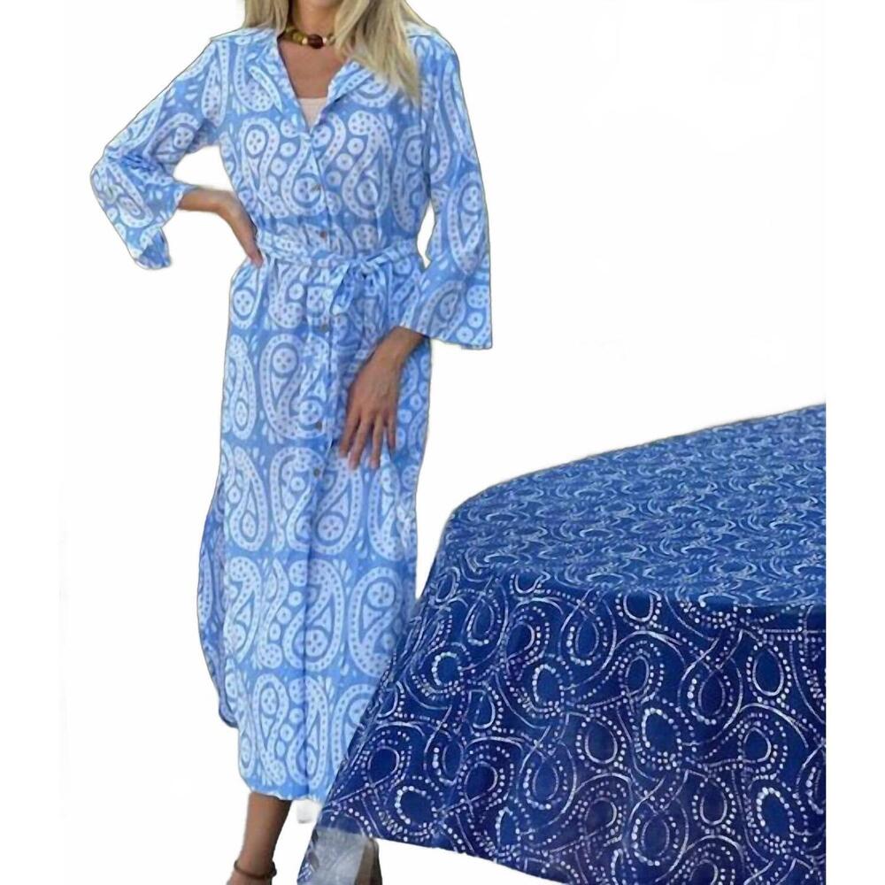 NEW JUST DARVINY dar midi dress in paisley french blue
